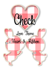 Check Love Theme Heart & Ribbon-RED-