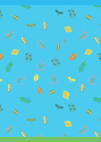 Vibrant leaves on blue