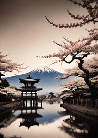 浮世絵 山海桜、月 fC8D49