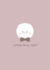 Bichon Frise and ribbon -pink-