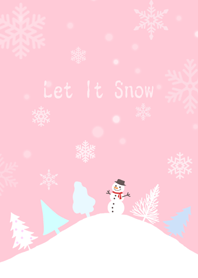 雪大好き！雪だるまと雪の結晶（ピンク）