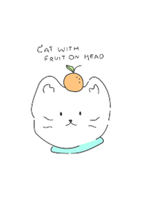 Cat with fruit on head