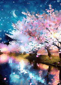 Beautiful night cherry blossoms#141