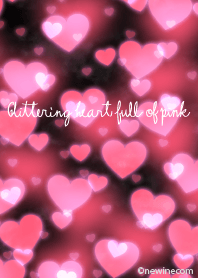 Glittering heart full of pink