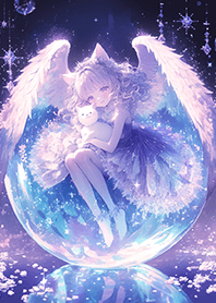 The cat angel in a purple crystal ballJP