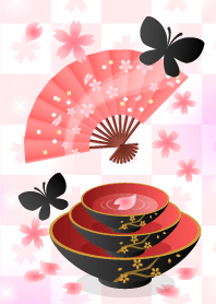 【和柄】桜と蝶