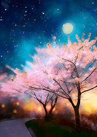 Beautiful night cherry blossoms#444