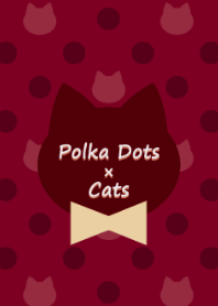 Polka Dots×Cats[Wine Red]