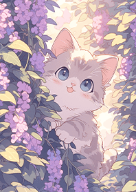 Cute Kitten in the Wisteria Garden JP