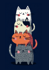 Happy Sleepy Cats in the Dark