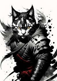 Ink wash cat samurai 3cDf57