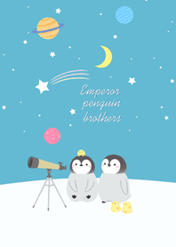 Emperor penguin brothers (night sky)