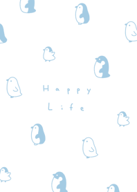 Penguins (pattern)/white aqua