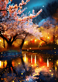 Beautiful night cherry blossoms#123
