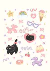 ลูกแมวดำน้อยน่ารัก : พาสเทลมินิมอล