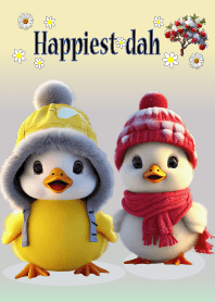 Little duck on the happiest winter day