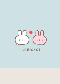 Pair Rabbet&Heart/ Pale Blue& Pink Beige