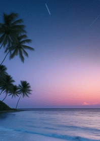 夕陽海邊 椰子樹 yKHzD