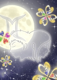 双子座 -四つ葉のクローバーと月の白-