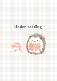 Hedgehog and Book -red- plaid