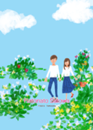 Two people walking in the flower garden