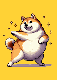 Pixel art fat shiba theme