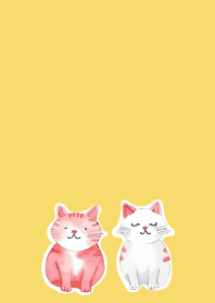 Smiling Cats on yellow