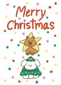Merry Christmas : Puppy & Capybara