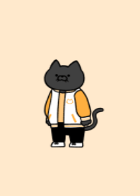 Stadium jacket black cat.(pastel02)