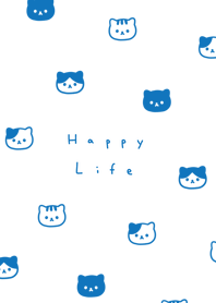 Neko Face - white blue.