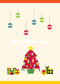 赤いクリスマスツリー 赤と黄色