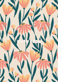 Botanical flower beige mush