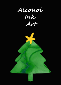 Christmas tree, alcohol ink art.