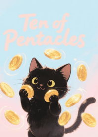 Ten of Pentacles Tarot :Whispers cat