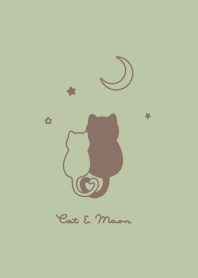 Cat & Moon 2 (snuggling)line/pistachio