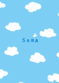 Sky and white cloud and bird.