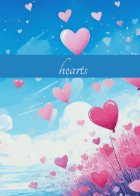Sky and Hearts on blue