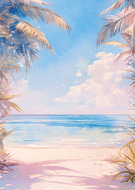 Beach, sand, and palm trees