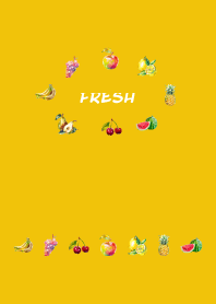 fresh fruits on yellow