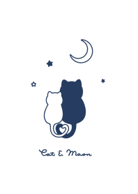 Cat & Moon 2 (snuggling)line/navylineWH