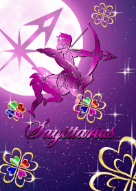 Sagittarius four Leaf Clover Moon purple