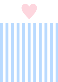 light blue stripe ＆ pink heart.