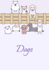 フェンスに集う犬だらけ♡パープル