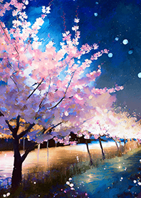 Beautiful night cherry blossoms#709