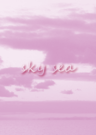 The sea sky is purple and simple
