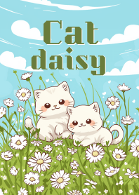 cute cat couple and flower_5