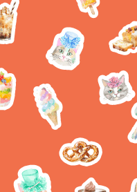 Sweets and cats red & yellow