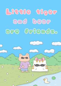 Little tiger and bear are friends.