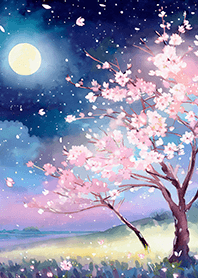 Beautiful night cherry blossoms#121
