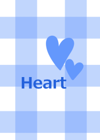 水色チェックとハート